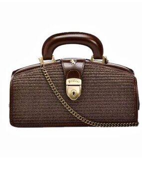 Pratesi Lady Brunelleschi Nana Handbag Firenze Italian Woven Crossbody Bag Brown